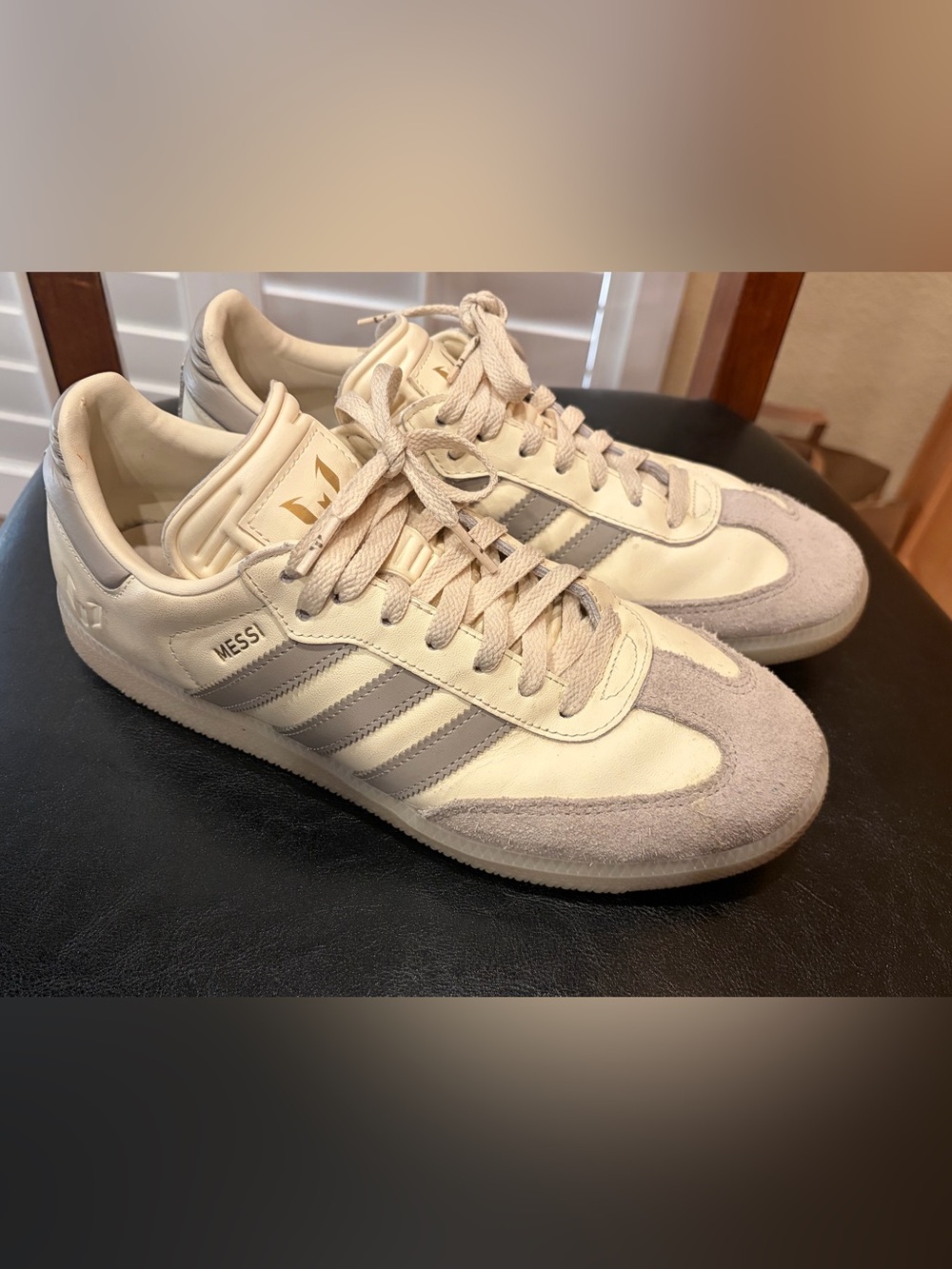 Adidas Messi Sambas  Cream and Light Gray Messi Sneakers
